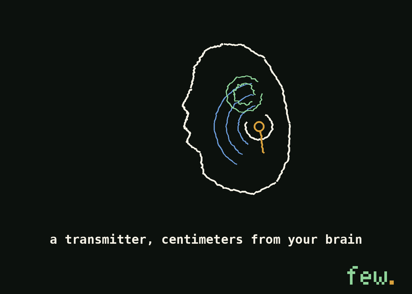 a transmitter, centimeters from your brain