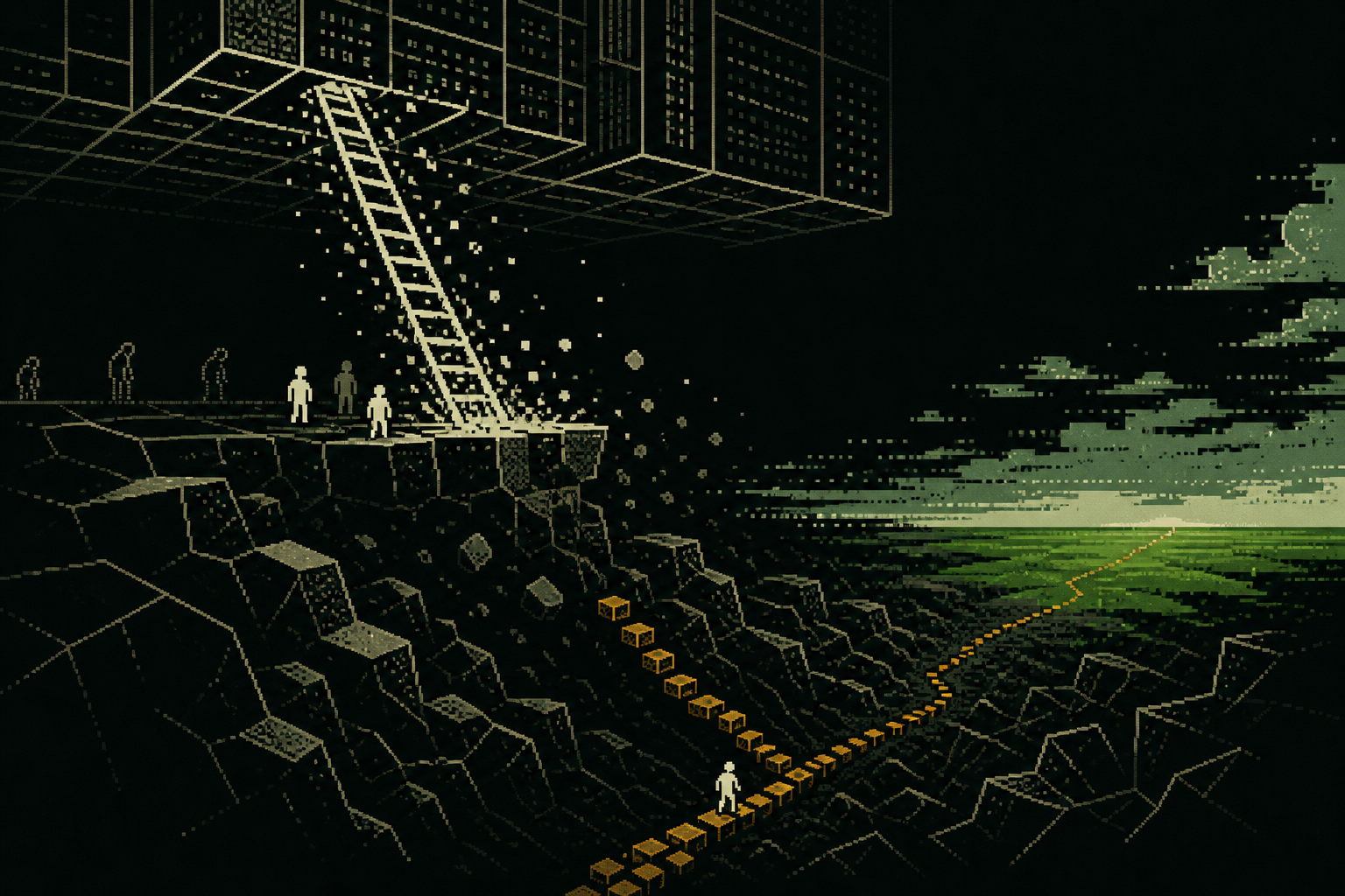 the ladder is disappearing. keep moving deeper.